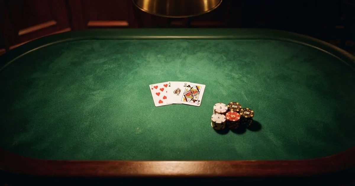 Osvijetljen stol za igru s kartama, snimljen odozgo — casino aparati u hrvatskoj