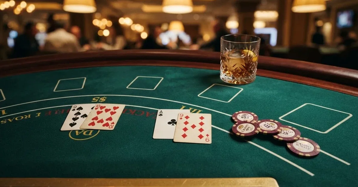 Osvijetljen stol za igru s kartama, snimljen odozgo — casino igre u hrvatskoj